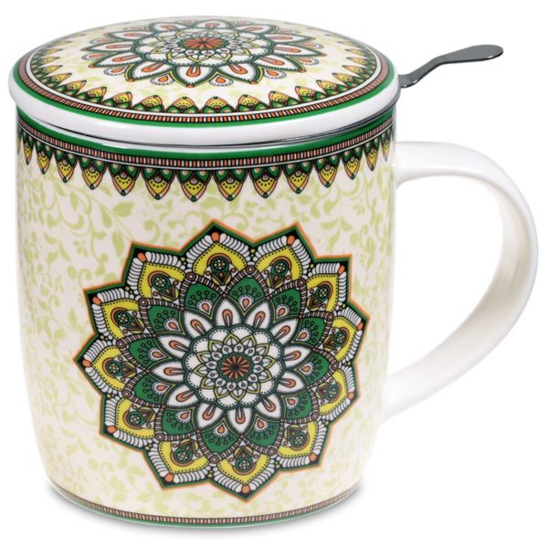 mug avec mandala de couelur verte vendu par Ceiba-institut