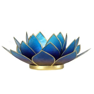 bougeoir en coquille de capiz bleu fleur de lotus ceiba institut